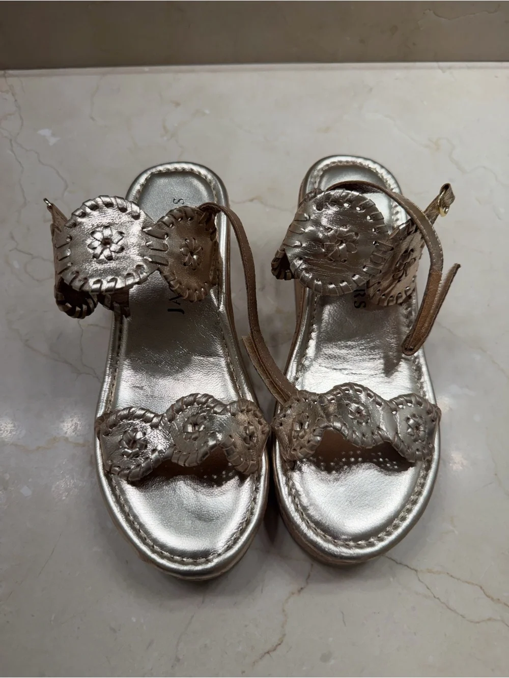 Jack Rogers Metallic Gold Braided Medallion Sandals